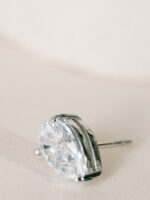 24K Platinum-plated 925 sterling silver earrings with 1 zircon semi-precious stone - AM BY AGAPI