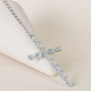 24K Platinum-plated 925 sterling silver necklace with white zircon semi-precious stones - AM BY AGAPI
