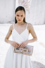 Metallic Gold Leather Satchel - Image 2