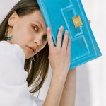 Light Blue Leather Satchel