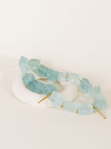 necklace with aqua crystal semi-precious stones and 24K gold-plated elements - AM BY AGAPI