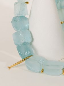 necklace with aqua crystal semi-precious stones and 24K gold-plated elements - AM BY AGAPI