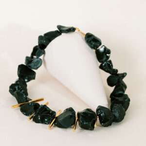 necklace with Black Onyx semi-precious stones and 24K Gold-plated elements - AM BY AGAPI