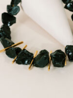 necklace with Black Onyx semi-precious stones and 24K Gold-plated elements - AM BY AGAPI