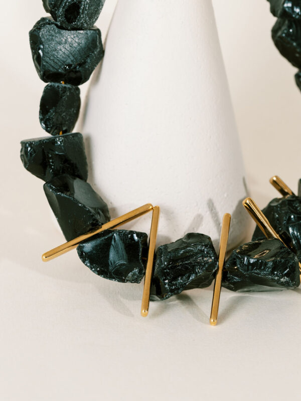 necklace with Black Onyx semi-precious stones and 24K Gold-plated elements - AM BY AGAPI