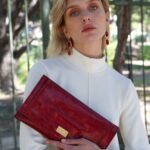 Exclusive Metallic Red Leather Satchel